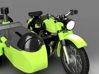 MOTORCYCLE WITH SIDECAR AND TOOTHPICKS 3D print model