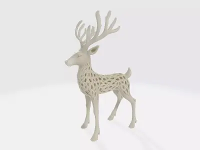 Christmas Deer Sculpture Elegant Geometric Reindeer 3D print model