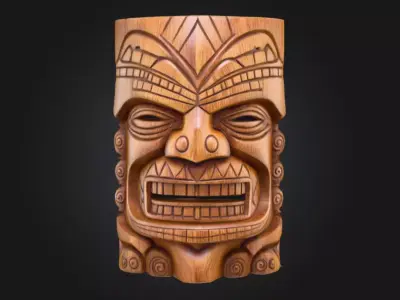 Ancient Tiki Guardian Low-poly 3D model