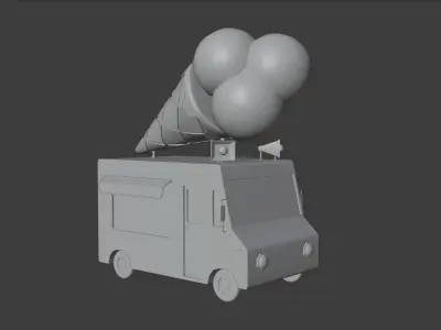 Ice cream truck Low-poly 3D model