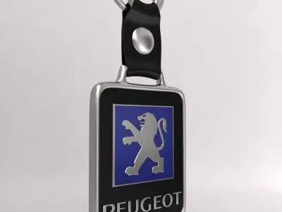 Peugeot car logo keychain 3d model  3D model