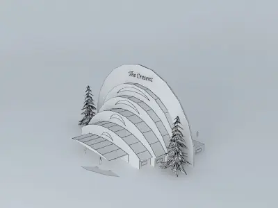 The Cresent building with tree in middle 3D model