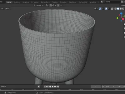 Concrete Pot 1 Free 3D model