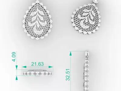 Elegant Vintage Teardrop Necklace 3D print model