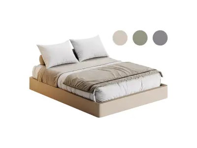 Grey Platform Bed 3D model