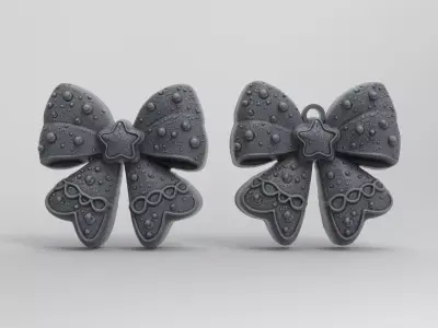 christmas tree star ribbon decor  3D print model