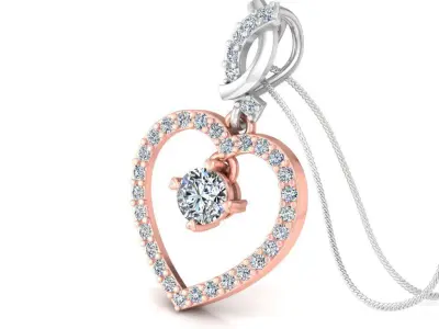 pendants rose gold heart pendant with diamonds 3D print model