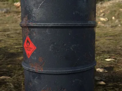 Barrel in middle of field Low-poly 3D model