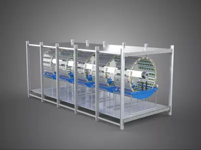 FRAME ARRAY ROW SHELF RACK TRAY ROTARY HYDROPONIC LED PLANT FARM 3D model
