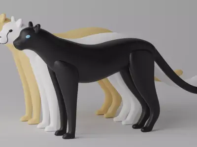 Cartoon Cheetah Black Panther Snow Leopard 1 3D model