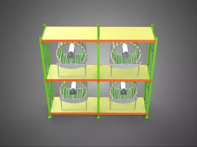 ROW ARRAY SHELF RACK TRAY ROTARY HYDROPONIC PLANT GARDEN INDOOR 3D model