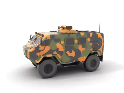 Camo Armored Vehicle model pack Low-poly 3D model