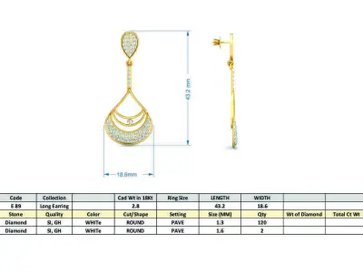 Women Earrings 3dm STL OBJ FBX Render Details 3D print model 4