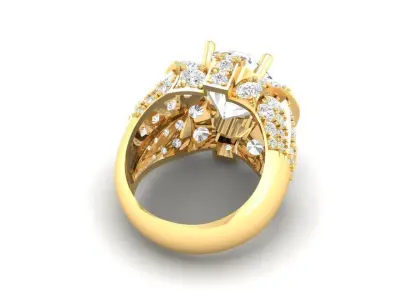 Luxury Oval Diamond Mens Statement Ring with Pave Setting  156 3D print model