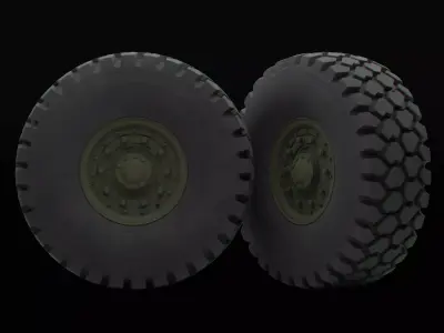 Military wheels with LODs Low-poly 3D model