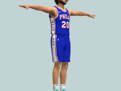  T-Pose Rigged Jared McCain Philadelphia 76ers 3D model