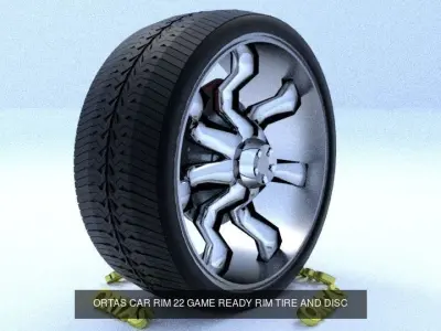 ORTAS CAR RIM 21-22 GAME READY RIM TIRE AND DISC 3D Model Pack