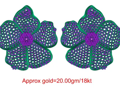Flower diamond Earring Free 3D print model