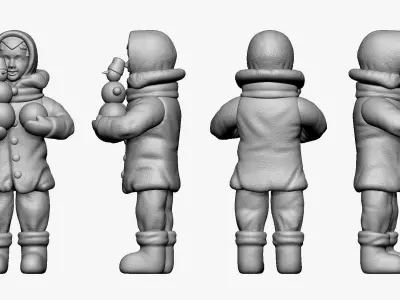 001362 boy in purple velvet jacket with snowman 3D model