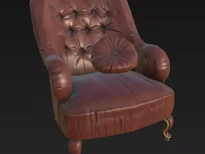 ArmChair Classic J65 Low-poly 3D model