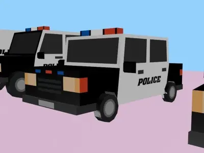 Low Poly Cartoon Police Car 3D Model 2025 Low-poly 3D model