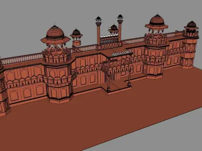 Indian Red Fort mini2 Detailed Low-poly 3D model