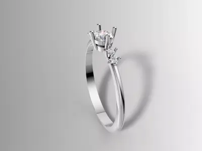 Solitaire Ring brilliant Cut Diamond Fine Jewelry CAD Model 3D print model