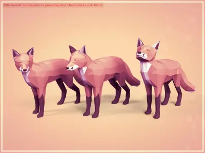 LowPoly Cartoon Red Fox Low-poly 3D model