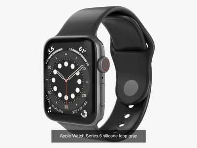 Apple Watch Series 6 silicone loop blue gold gray red silver 3D Model Pack