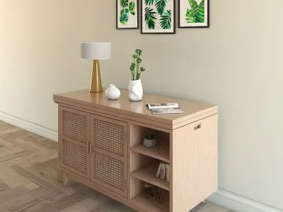 3D model living room sideboard - Space-saving -  table and chair 3D model