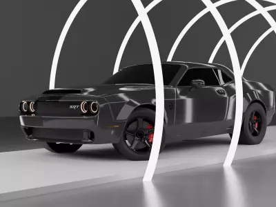 Dodge Challenger 3D Model Low Poly Game Ready PBR UV Low-poly 3D model