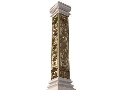 Stair Baluster 01 White Low-poly 3D model