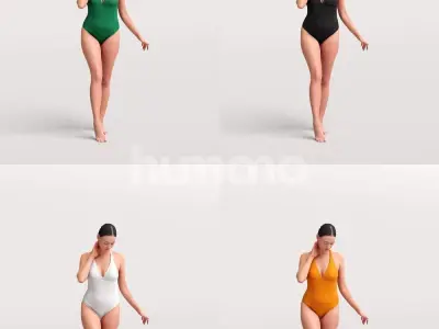 Humano Beautiful Woman in swimsuit standing pool-2511-050-7572 3D model