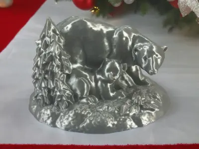 Christmas polar bear 3D print model