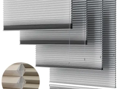 plated blind curtains set 001 Low-poly 3D model