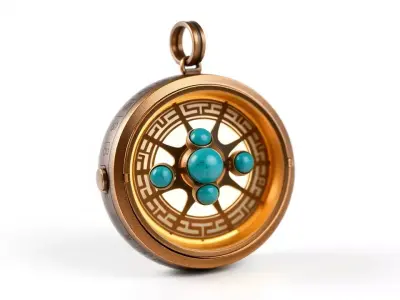 Antique Turquoise Pendant model pack Low-poly 3D model