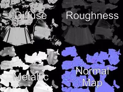 Futuristic Robotic Arm Model Pack Low-poly 3D model