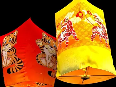 Chinese sky lantern 3D model buy