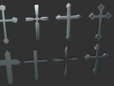 Cross Christianity Symbols Shiny Iron  Low-poly 3D model