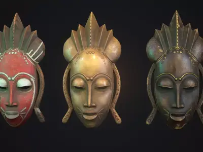 African mask 1 Low-poly 3D model