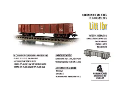 ROLLS-0052 SJ Gondola car Litt Ibr in H0-scale 3D print model