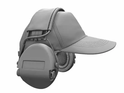 Baseball Cap and Active Headphone - High Poly 3D model
