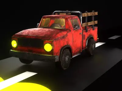 Pickup Truck Low-poly 3D model