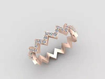 Minimal Zigzag ring 142-MW 3D print model