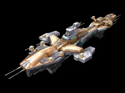 Extra large fortress type - big spaceship 02 3D model