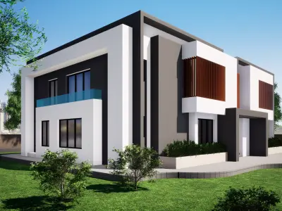 Modern Two Story House 3311 Sqm Complete Architectural Model Low-poly 3D model