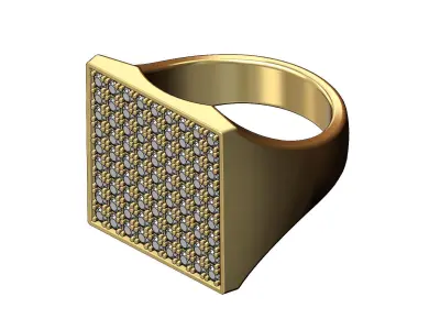 Chunky diamond square statement ring US size 9 3D print model