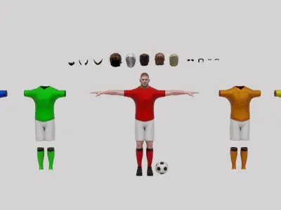 Customizable Soccer Player Rigged Low-poly 3D model