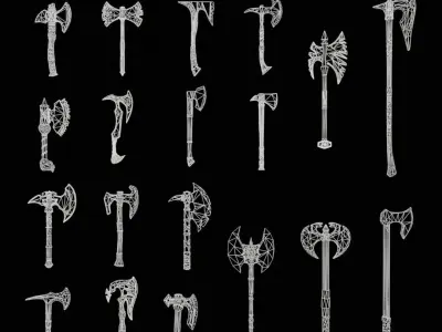 Axe collection-game assets-2 models Free low-poly 3D model