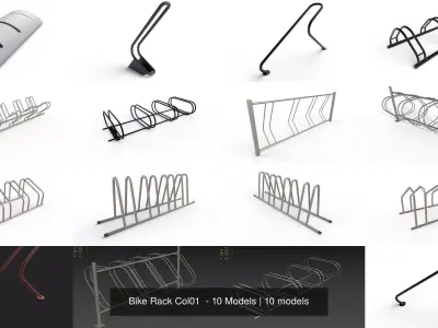 Bike Rack Col01  - 10 Models 3D Model Pack